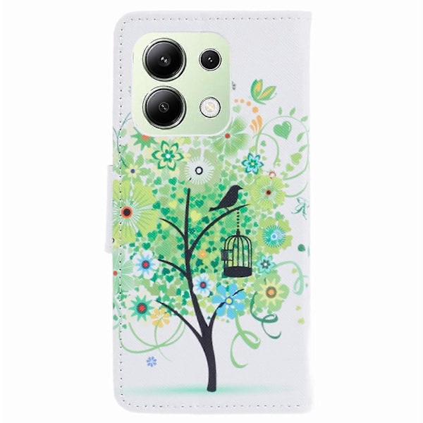 Xiaomi Redmi Note 13 4G Lompakkokotelo PU-nahkaa Kuvioitu Puhelinkotelo Ristikkäinen Tekstuuri Multicolor Green Tree