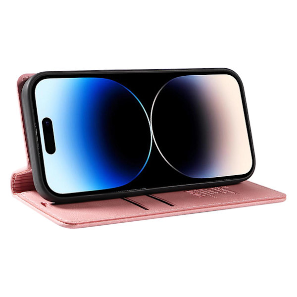 För Iphone 15 Pro Max Skin-touch Pu Läder Shell Plånboksställ Cover Pink