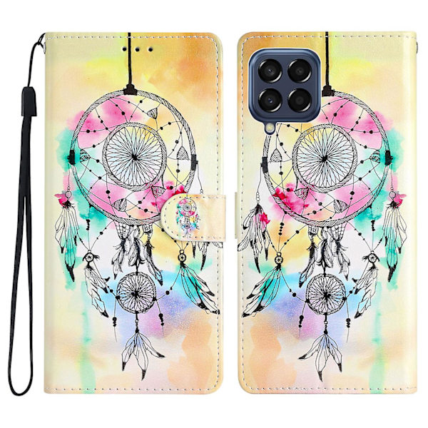 Stötsäkert cover för Samsung Galaxy M53 5g, mönsterutskrift Pu läder phone case Stativ plånbok med rem Wind Chime