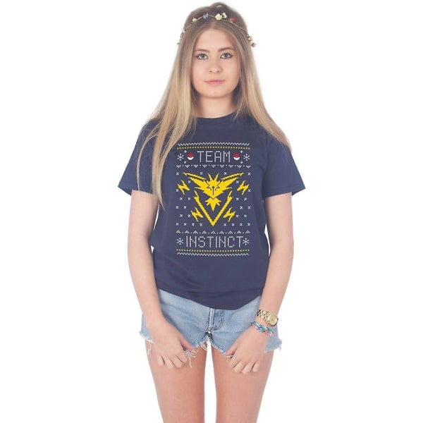 Team Instinct Christmas Ugly Xmas Go Valor T-shirt Navy Blue XXL