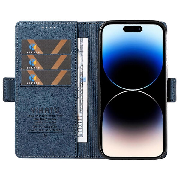 YIKATU YK-005 iPhone 14 Pro Folio Flip -suojakotelo PU-nahkaa, pehmeäpintainen jalustallinen lompakkokotelo Multicolor Style A