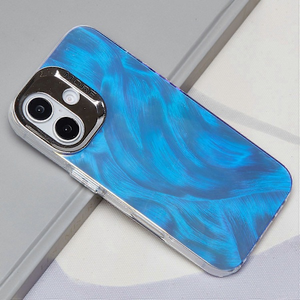 Skal för iPhone 16 Plus Silikon+PC IMD Lasertextur Matt Telefonskydd-AK6 Multicolor AK3