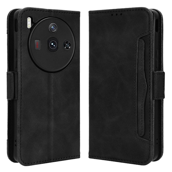 För Zte Nubia Z50s Pro 5g Pu Läder Stativ Cover Flera kortplatser Plånbok Folio Phone case Black