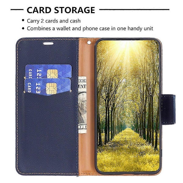 För Samsung Galaxy A15 4G Fodral Litchi Textur PU Läder Plånbok Mobiltelefon Skydd Multicolor Style D