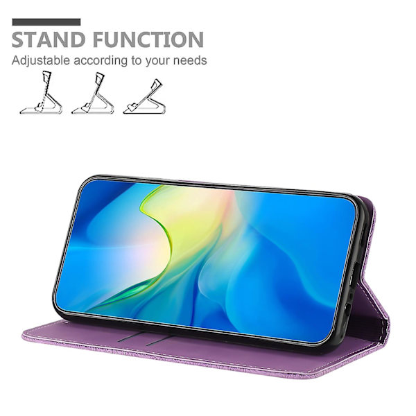 Wallet Case til iPhone 15 Pro Max PU Læder Retro Blomsterpræget Stand Telefon Cover Purple