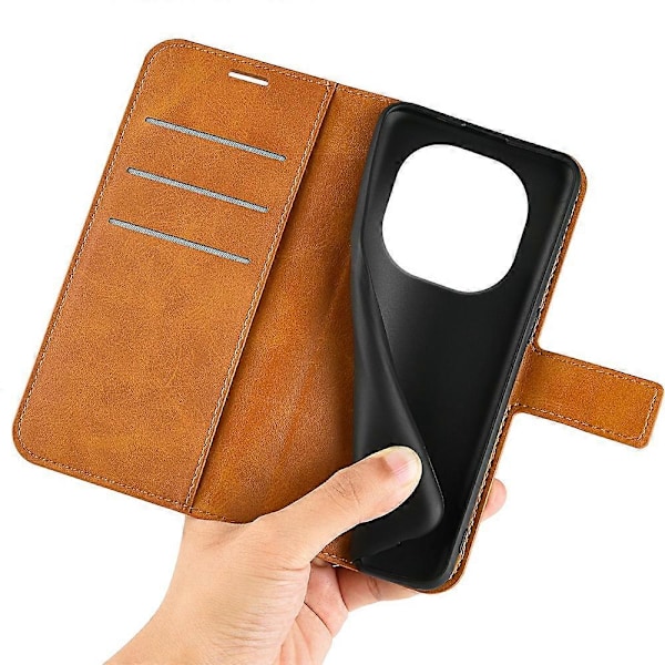 Til Xiaomi Redmi Note 14 Pro 5G Stand Case Anti-Scratch Kalvetekstur Læder Telefon Cover Multicolor Style A