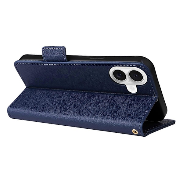 Læder Flip Telefon Cover med Litchi Tekstur til iPhone 16 Plus Multicolor Style A