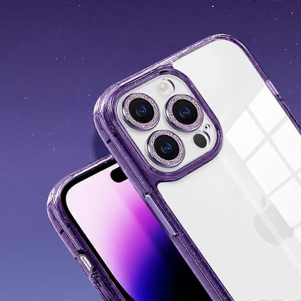 Deksel til iPhone 14 Pro Max PC+TPU+Glass Glitterpulver Telefonskall Multicolor Style A