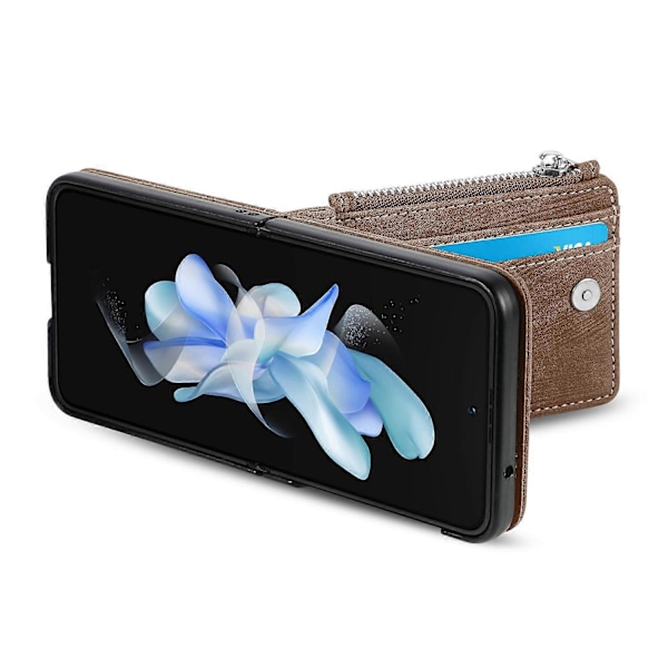 Beskyttende Wallet Case til Samsung Galaxy Z Flip5 5G Retro PU Læder PC Telefon Cover med Støttefod Multicolor Style C