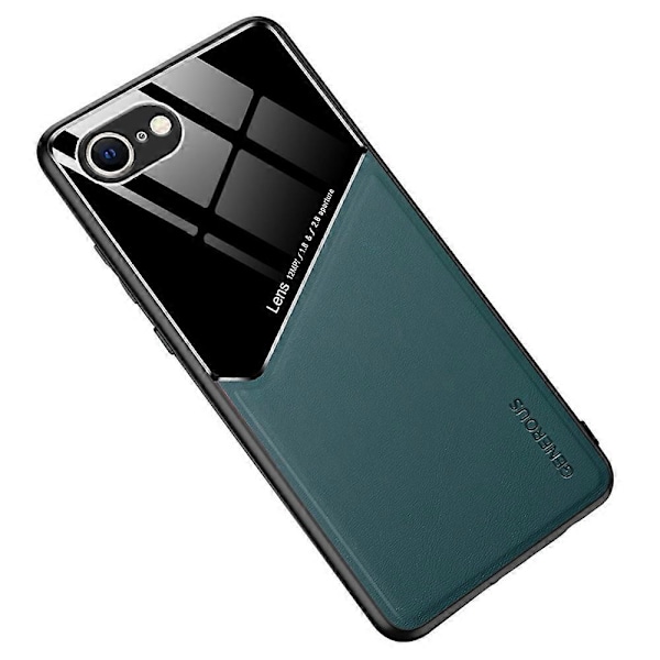 För iPhone 16e Skal Läderbelagd PC+TPU Telefon Baksida Multicolor Green