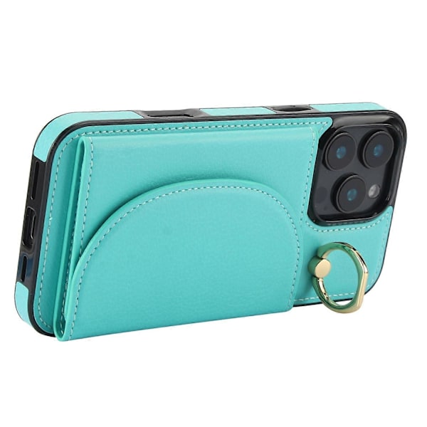 Til iPhone 16 Pro Etui RFID Blokerende Tegnebog Støtteben Læder+TPU Telefon Cover Multicolor Style D