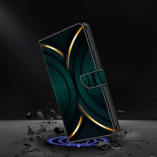 Wallet Case til Samsung Galaxy A52 4G/5G/A52s 5G, PU Læder Stand 3D Mønster Print Telefon Cover Multicolor Gold Contour