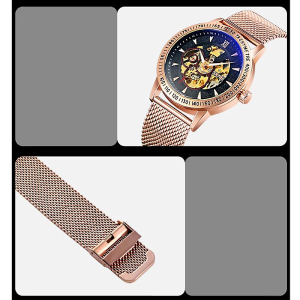 Skmei 9216 Men Sketon Automatic Mechanical Watch Svart Golden black