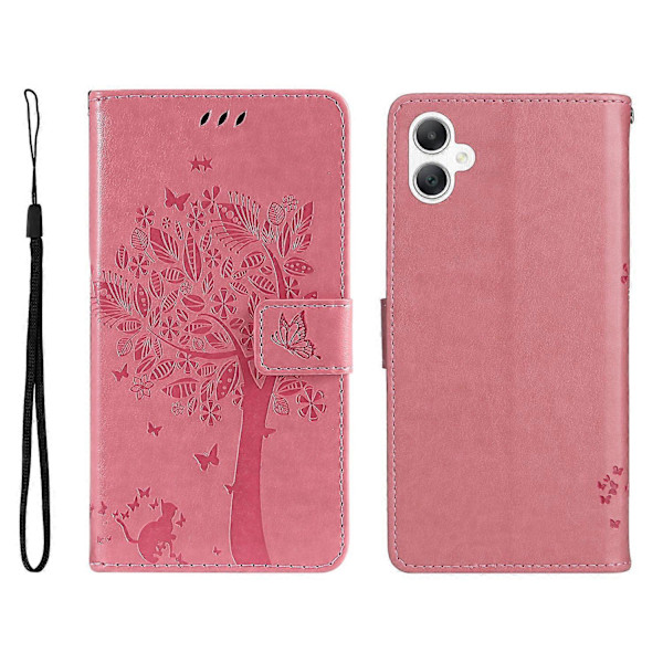 KT Imprinting Flower Series-3 Fodral för Samsung Galaxy A06 Katt Träd Mönster Flip Läder Telefonskydd Multicolor Style A
