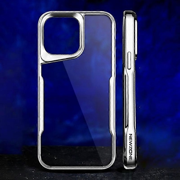 NEWZONE Deksel til iPhone 15 Pro Max, matt, fallsikkert TPU+akrylskall Multicolor Titanium Silver