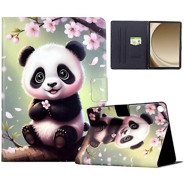 Samsung Galaxy Tab A9+ -koteloteline, kuvioitu tablettinahkakotelo automaattisella herätys-/lepotustoiminnolla Multicolor Sakura Panda