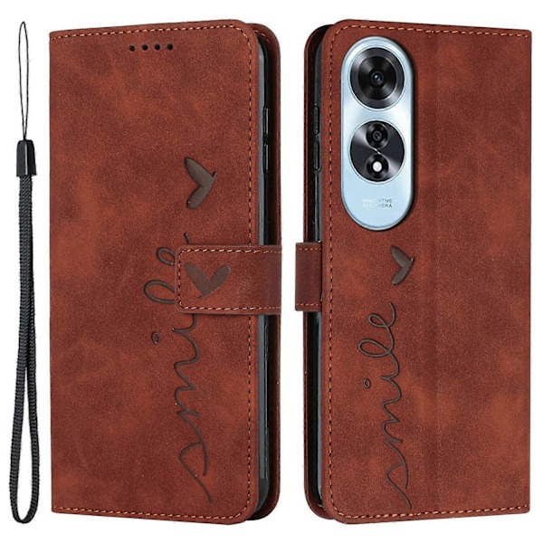 Til Oppo A60 4G Etui Hjertepræget PU Læder Wallet Telefon Cover med Rem Multicolor Style B