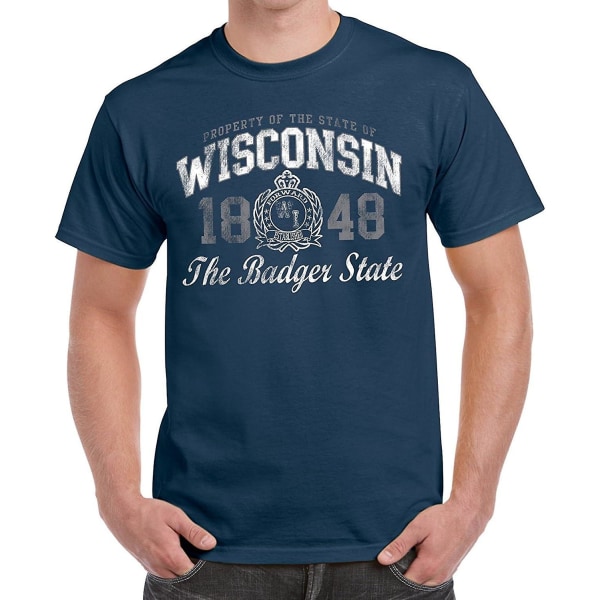 Egenskap av Wisconsin Badger State Kvinnors grafiska T-skjorta utslagsplatser Navy S