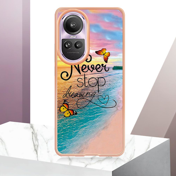 Galvaniserat mjukt TPU- case för Oppo Reno10 Pro 5g (global) Marble Floral Imd anti-scratch Cover Never Stop Dreaming