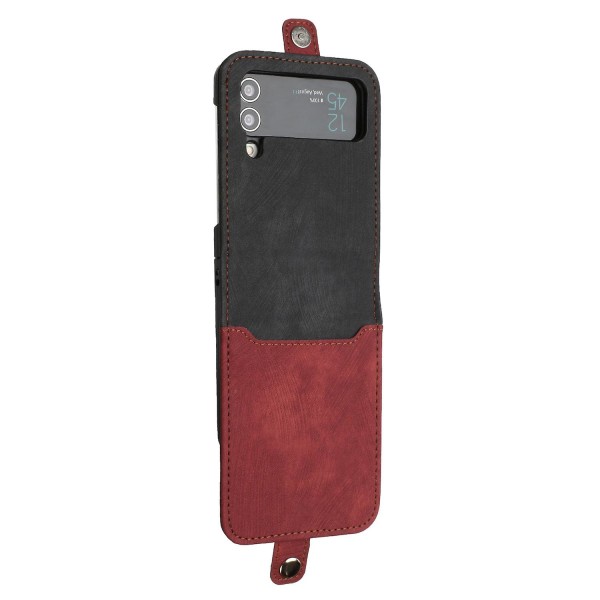 För Samsung Galaxy Z Flip4 5g Korthållare Phone case Pu Läder+PC Cover Red