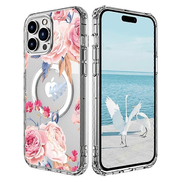 Skal för iPhone 16 Pro Kompatibelt med MagSafe Blommönster Tryck TPU+PC Telefonskal - Stil G Multicolor Style H