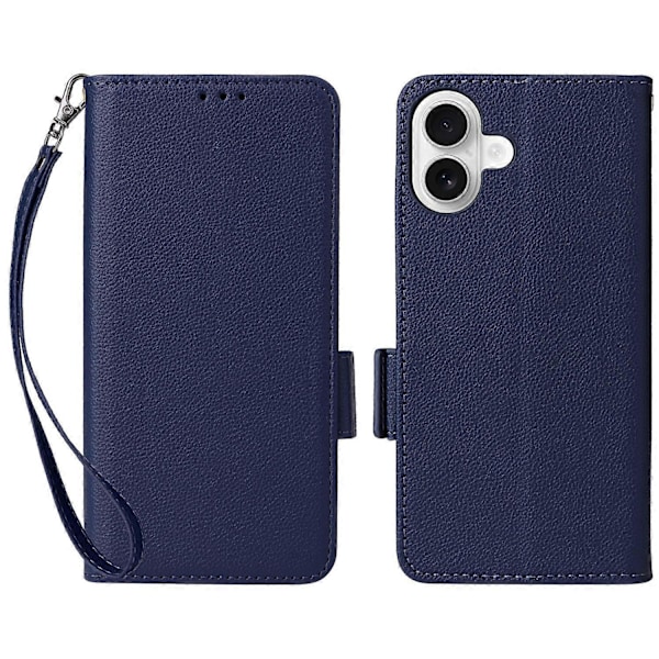För iPhone 16 Plus Fodral Litchi Textur PU Läder Plånbok Flip Telefonfodral Multicolor Style A