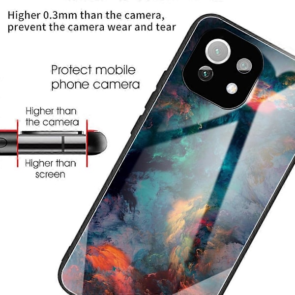 Mönstertryckt Härdat Glas+TPU Skydd Hybrid Skal Fodral för Xiaomi Mi 11 Lite