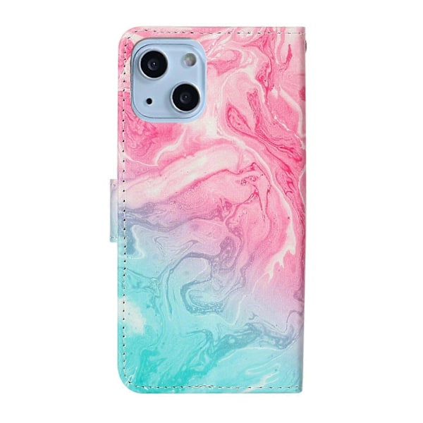 Mönstertryckt PU Läder Mobiltelefon Skyddsfodral för iPhone 13 6.1 tum Multicolor Style D