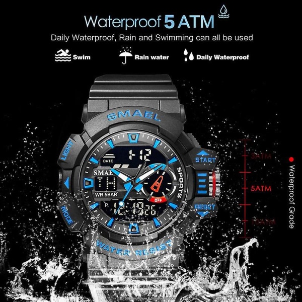 Smael Gule Sports Elektroniske Digitale Herreure Alarm Clock Dual Time Ur Relogio Masculino Reloj Hombre Montre Red-Box