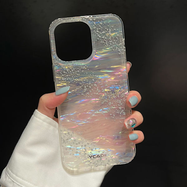 För Iphone 14 Pro Max Shell Grain Gradient Case Glitter Tpu Stötsäkert cover Transparent