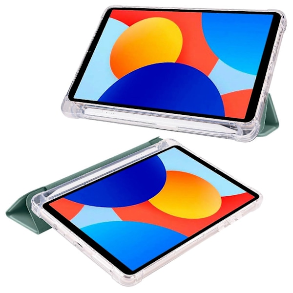 Fodral för Xiaomi Redmi Pad SE 4G 8,7 tum med pennhållare, tri-vikbart stativ, PU-läder + TPU-surfplattsskydd Multicolor Midnight Green