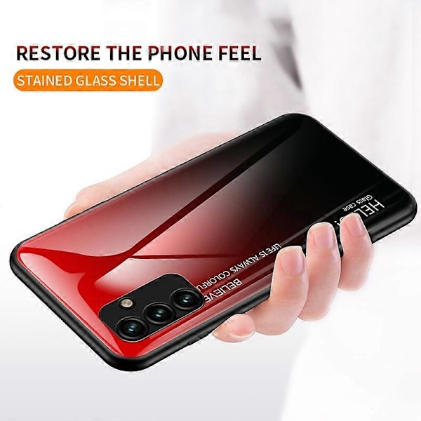 För Samsung Galaxy A34 5G Gradient Färg Telefonskal Härdat Glas+PC+TPU Skyddsfodral Multicolor Style A