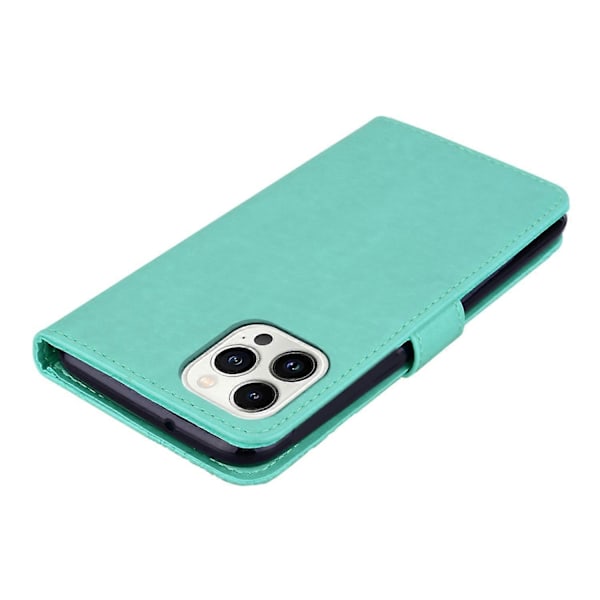 För iPhone 15 Pro Fodral Strass Uggla Tryckt PU Läder Ställ Plånbok Telefonskal Multicolor Style C