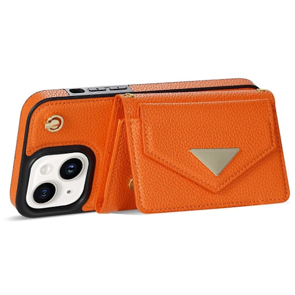 Til iPhone 14 Etui Kort Taske Ridsefast Læder+TPU Cover med Skulderrem Multicolor Style E
