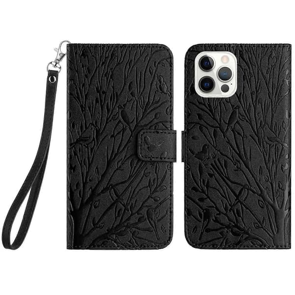 För iPhone 13 Pro Max Skal Präglat Plånboksställ Anti-fall Läder Telefonskydd Multicolor Style A
