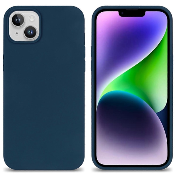 För iPhone 14 Plus Silkeslen Mjuk Touch Flytande Silikon Skal Fiberfoder Fallskydd Mobilskal Multicolor Style B
