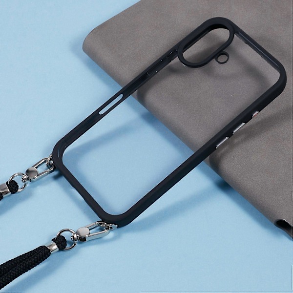 Skal till iPhone 16 TPU+PC Kristallklart Baksidesskydd med Snodd Multicolor Style B