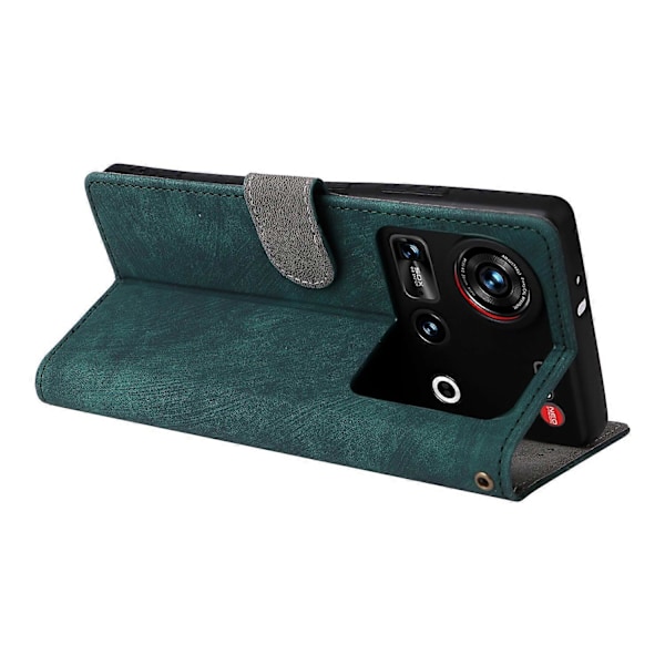 Til ZTE nubia Z70 Ultra Wallet Case RFID-blokering PU Læder Cover Stand View- Multicolor Green