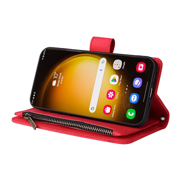 Vetoketjutasku Käännettävä Nahkainen Suojakotelo Samsung Galaxy S24 Ultralle Red