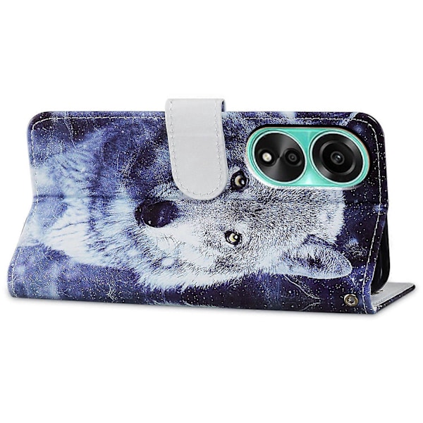 Til Oppo A38 4G Etui Mønsterprintet PU Læder Stand Wallet Telefon Cover Multicolor Style F