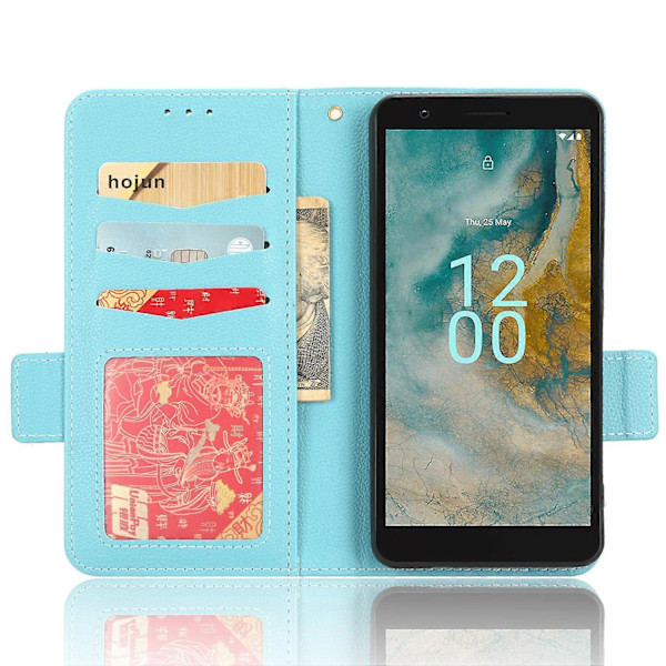 PU Læder Telefonpung til Nokia C02, Litchi Tekstur Stand Telefoncover Multicolor Style E