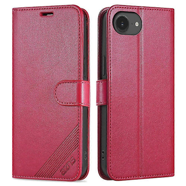 AZNS iPhone 16e Kotelo Naarmuuntumaton PU-nahkainen Jalustallinen Lompakkopuhelinkotelo Multicolor Red