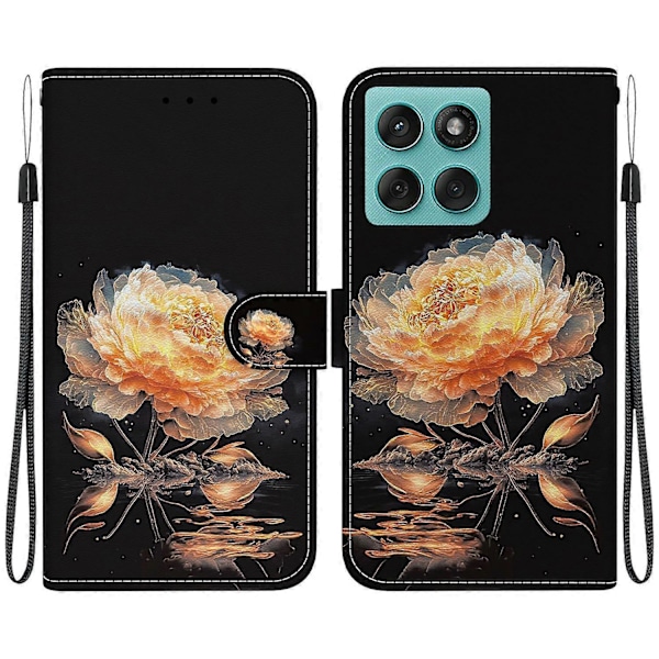 Til Motorola Edge 60 5G/ 60 Fusion 5G Wallet Telefon Cover Anti-Drop Læder Flip Cover Mønster Print Multicolor Gold Peony