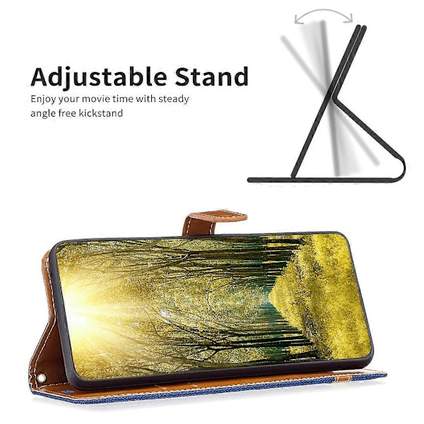 Skal till Samsung Galaxy A15 4G Jeans Tyg Splicing PU Läder Telefonfodral Multicolor Style D