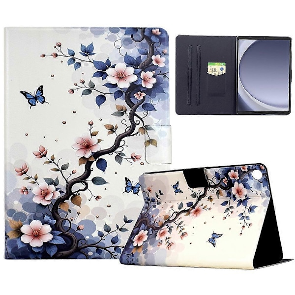 Til Samsung Galaxy Tab A9 Stand Case Mønstertryk Tablet Lædercover med Auto Vågn/Sov Multicolor Pink Flower
