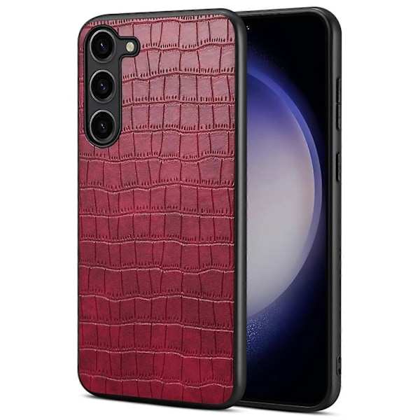 För Samsung Galaxy S24 Baksida Skal PU Läderbelagd PC+TPU Krokodiltextur Telefonskal Multicolor Rose