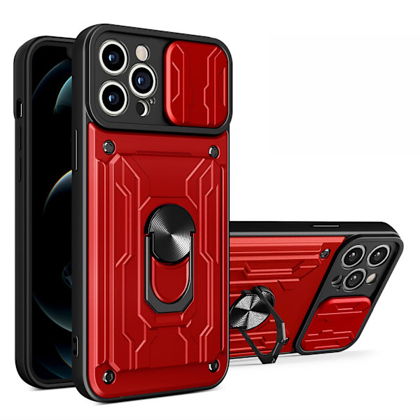 För Iphone 15 Pro Max Slide Kameraskydd Kickstand Phone Case Cover Red
