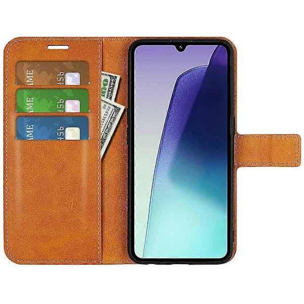 Til Xiaomi Poco C75 4G/Redmi 14R 5G/14C 4G Stand Case Anti-Scratch Kalvetekstur Læder Telefon Cover Multicolor Style A