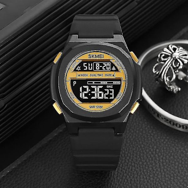 Skmei 1821 Electronic Watch Black Gold brown