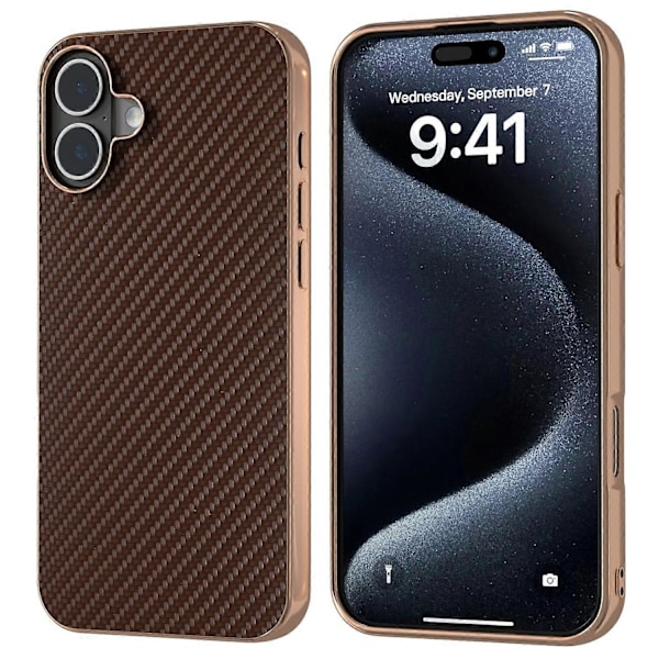iPhone 16 Plus -kotelo, galvanointi puhelinkuori, hiilikuitukuvioitu PU+TPU-suojakotelo Multicolor Style G